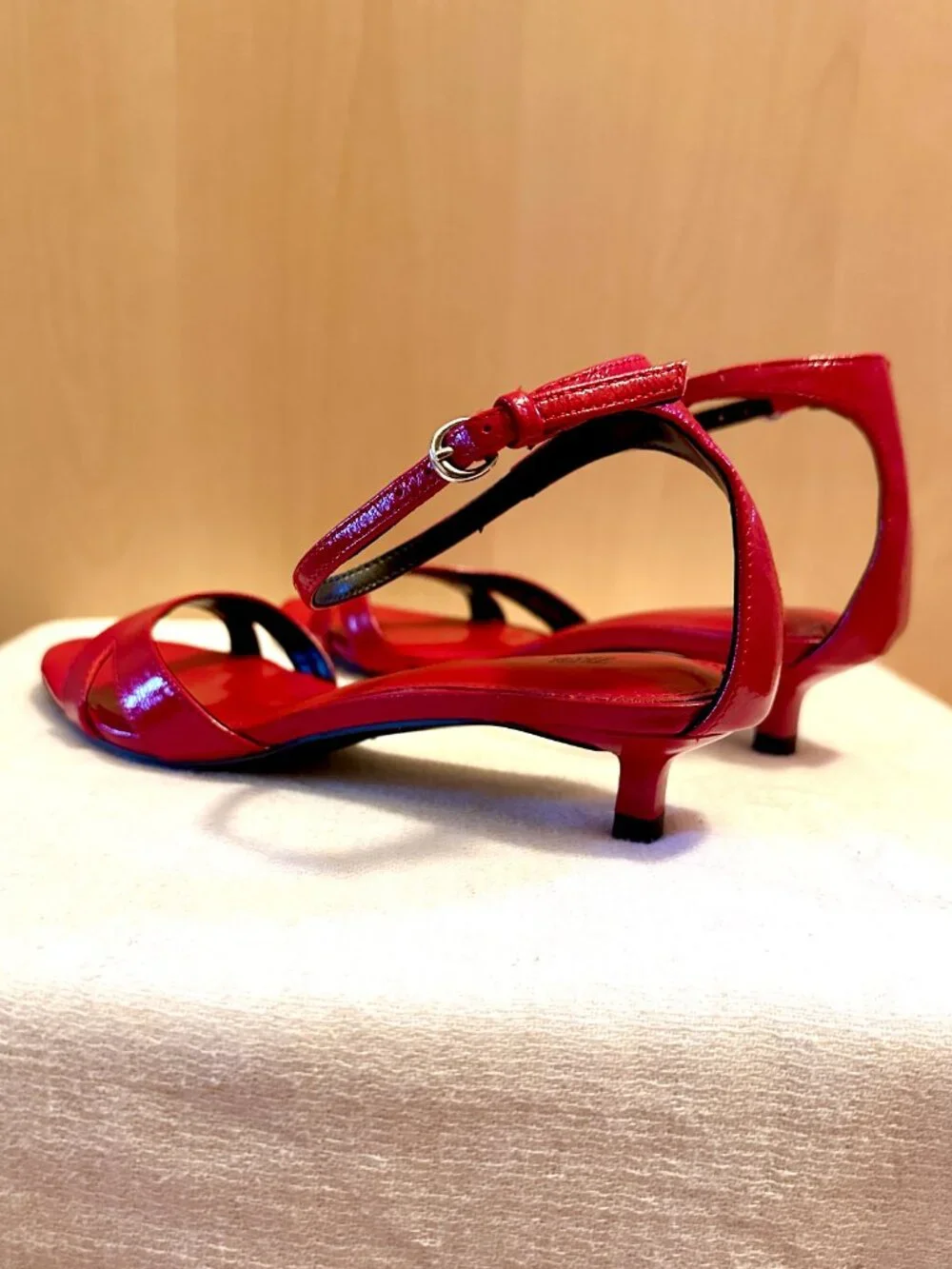 ZARA LEATHER ANKLE STRAP SANDALS - RED size 36 / 6 - Picture 3 of 12